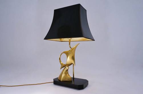 Franz Hagenauer sculpture brass fish table lamp, 1970`s Austrian